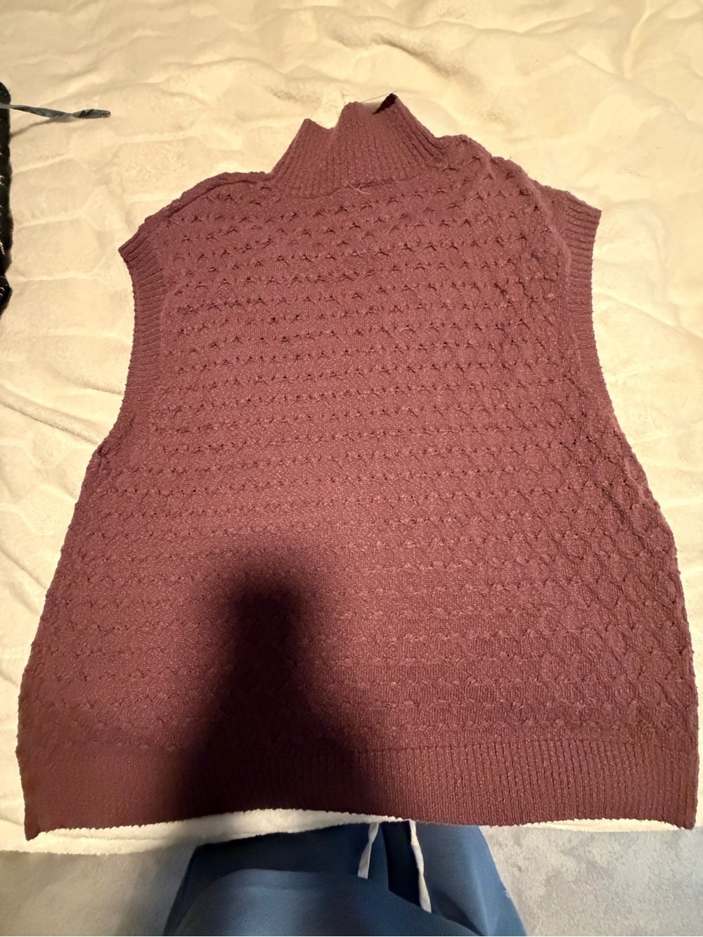 Free People Sleeveless Cable Knit Mock Neck Sweater - Wine